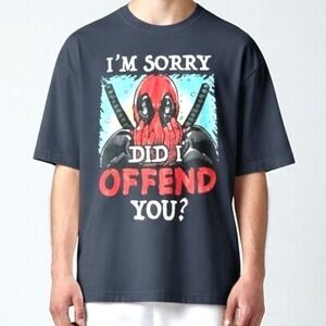 Marvel Deadpool Im Sorry Did I Offend You Graphic T-Shirt Mens Large Black
